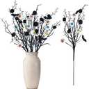 LUCOSIU 3PCS Halloween Decoration Pumpkin Artificial Floral Picks, Eyes Halloween Branches Decorations for Vase Home Indoor Party Décor