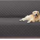 U-NICE HOME Reversible Sofa Cover Couch Cover for Dogs with Elastic Straps Water Resistant Furniture Protector for Pets Couch Cover for 3 Cushion Couch (Sofa, Dark Grey/Dark Grey)