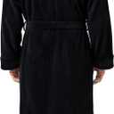 NY Threads Mens Robe with Hood, Luxury Plush Fleece Hooded Mens Bathrobe, Spa Bath Robe for Men (Black, XL)