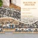 Washable Area Rug, 6x9 Persian Vintage Rugs, Ultra-Thin Foldable Vintage Rugs for Bedroom, Dining Room, Home Office, Pet & Child Friendly, Low Pile, Non-Shedding, Camel