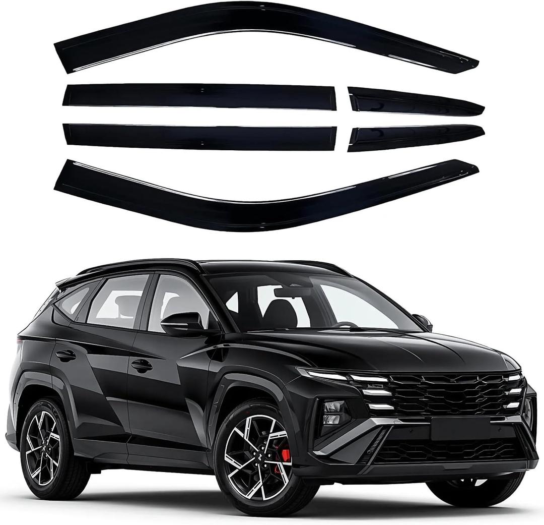 Window Visor 6 Piece Set for Hyundai Tucson 2022 2023 2024 2025 Safe RAIN Out-Channel Guard Deflector (for Tucson 22-25 6-Piece)
