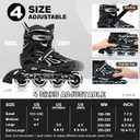 2PM SPORTS Vinal Girls Adjustable Flashing Inline Skates, All Wheels Light Up, Fun Illuminating Skates for Kids Men Adult Women and Boys, XL