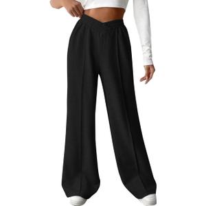 ODIZLI Women's High Waist Wide Leg Pants Casual Trousers Sweatpants Lounge Wear Fashion (Black, M)