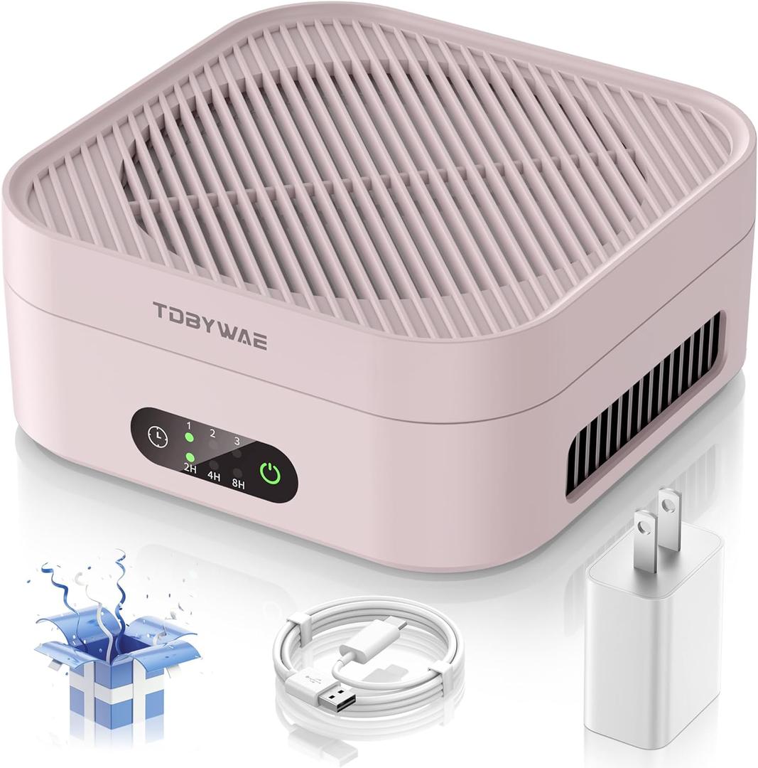 Air Purifiers for Home, TDBYWAE Air Purifier for Bedroom Up to 600 ft, H13 True HEPA Air Purifier for Pets Dust Dander Pollen Odor Smoke, with New Quiet Wind Wheel System, for Desk/Car/TravelPink