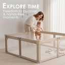 Sweeby Baby Playpen, 79x71 Inch Baby Gate Playpens for Babies and Toddlers, Extra Large Playpen with Door Play Yard for Fence Indoor and Outdoor Play Pen,Light Khaki