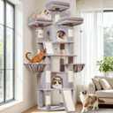 Taoqimiao Cat Tree for Large Cats, 76.8 Inches XL Cat Tower for Indoor Cats
2 Scratch Boards, 3 Top Perches, 9 Scratching Posts, Multi-Level Cat Tree with 2 Condos, 2 Cozy Basket, Light Gray, T20W