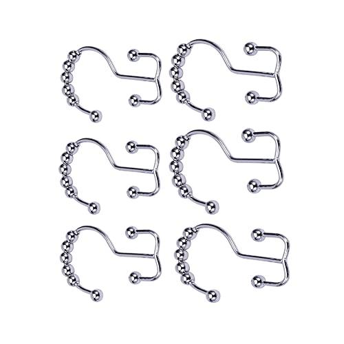 Yinpecly 30 x 77mm Shower Curtain Hooks Rings Decorative Home Bathroom Curtain Hook Ring Iron Hooks for Bathroom Shower Rods Curtains 8 Pcs