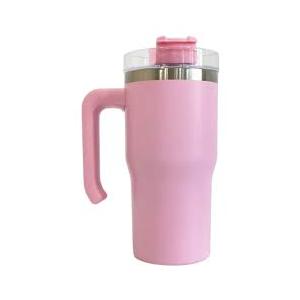 30 oz Tumbler with Handle  Insulated Cup Reusable Water Bottle Stainless Steel | Cupholder Friendly Travel Mug | Double Insulated Pink Water Bottle Tumbler 