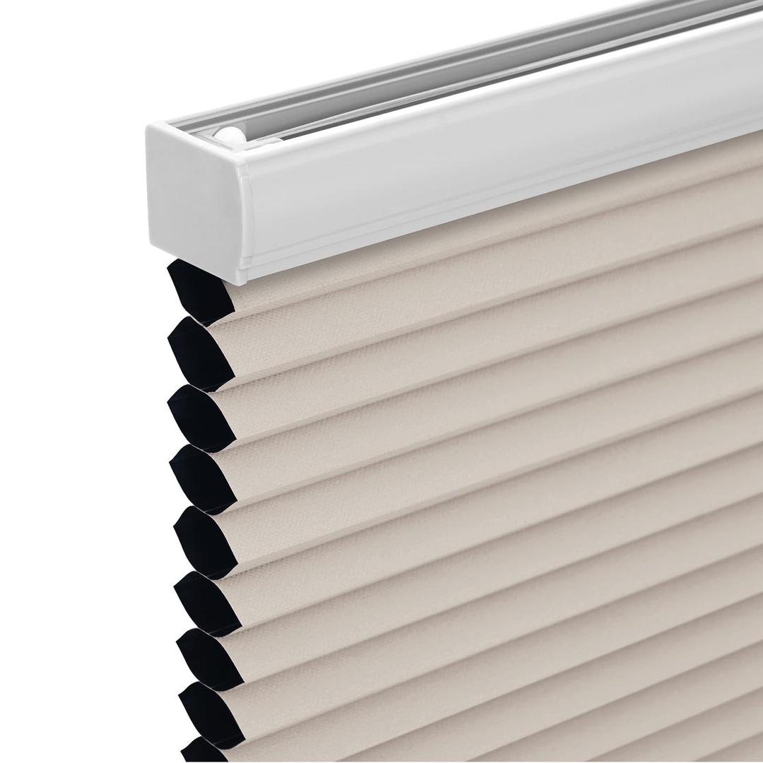 Changshade Cordless Cellular Shades,Blackout Honeycomb Shades for Windows,Pull Down Pleated Blinds,Easy to Install for Indoor Windows and French Doors,Beige(Blackout),31" w x 48" h