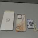 SHEDEER for iPhone 15 Pro MAX Case with Glitter Camera Protector & Screen Protector, Anti-Yellowing Chic Pattern, Shockproof Drop Protection Anti-Scratch Phone Cover 15 Pro MAX 6.7'', OffWhite