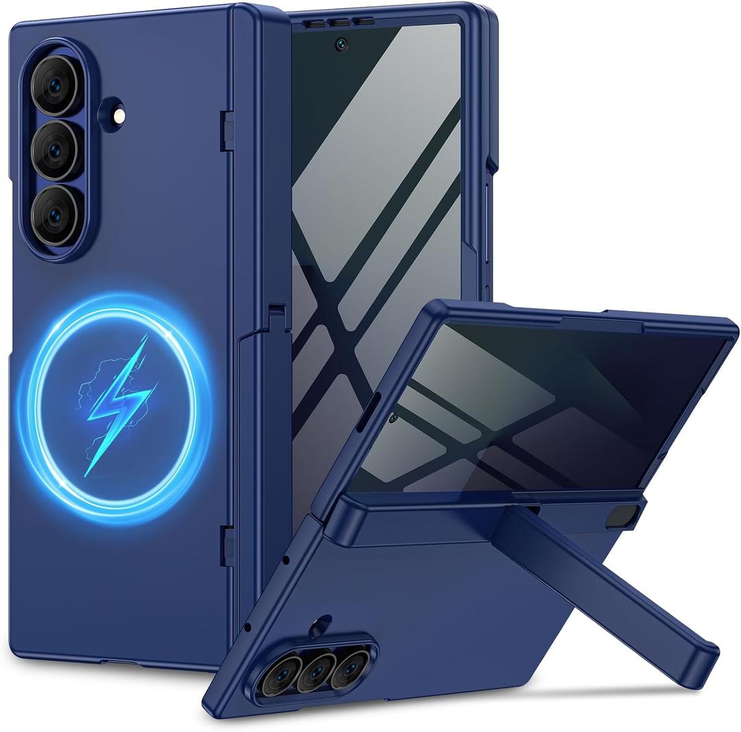for Samsung Galaxy Z Fold 7 Case with Privacy Screen Protector, [Compatible with Magsafe] [Hidden Kickstand][Hinge Protection] Full Body Hard Shockproof Slim Phone Cover for Z Fold 7 - Blue