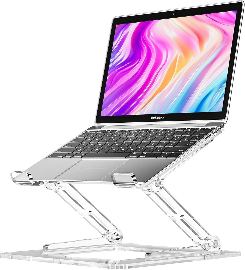 VIGLT Laptop Stand for Desk, Portable Acrylic Laptop Riser, Ergonomic Adjustable Computer Stand Holder for Notebook MacBook Air Pro, Dell XPS, HP (10-17.3'')