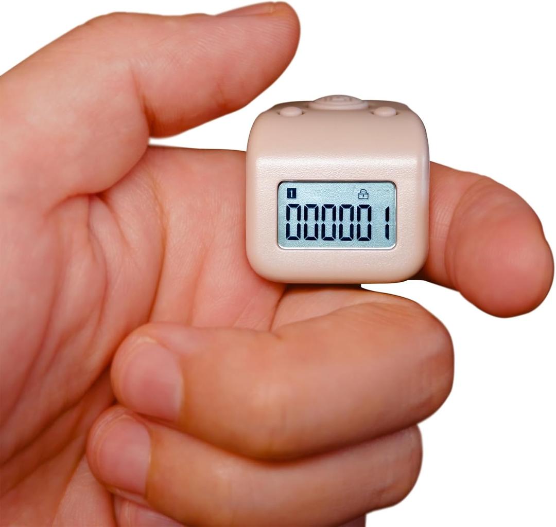 Rechargeable Finger Counter, IPX8 Waterproof Lap Counter, Silent 6 Channels Digital Tasbih Tally Clicker with LED for Prayer Swimming Knitting Gift (Coffee)
