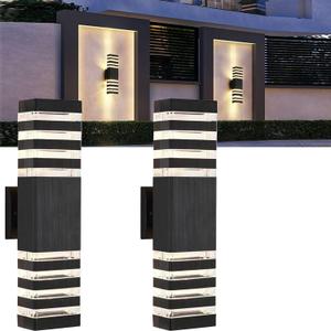 2Pack 18inch LED Square Up & Down Wall Lights,24W Outdoor Wall Light 4000K Day White Aluminum Body Waterproof IP65 LED Exterior Light Fixtures Wall Mount for House Patio Garage Garden.