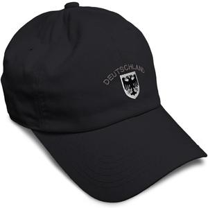 Soft Baseball Hat Embroidered Dad Hat Deutschland Black German Eagle Embroidery Men & Ladies Baseball Cap (One Size, Black Design Only)