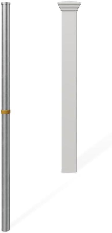 3ft Tall (1 Post) Fence Finishing Post for WamBam Newport No Dig White Picket Fence, Easy Install Outdoor Fence for Backyard or Patio, Outdoor Fencing, No Dig Fence Panels, ZP19003