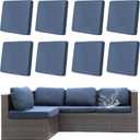 8Pcs Outdoor Cushion Covers, Patio Cushion Covers,Stretch Elastic Slipcovers, Replacement Washable & Reusable Furniture Protector for Patio Couch (Grey Blue,Cover Only) (8Pcs-Solid color)