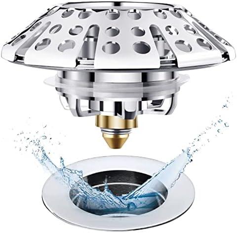 AzWzz Universal Tub Stopper Bathtub Drain Plug, Pop Up Tub Drain Hair Catcher, Drain Cover with Strainer, for 1-3/8 to 2in Bath Drain Hole