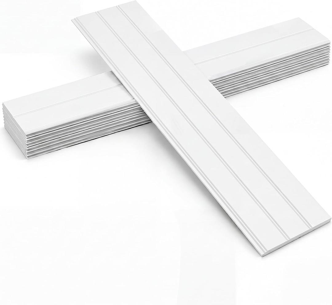 Klyyo 10 Pcs 4 ft Beadboard PVC Wall Panels, Waterproof Shiplap White