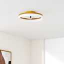 VOLISUN Low Profile Ceiling Fans with Lights and Remote, 19.7in Fandelier Ceiling Fan Flush Mount, 3000K-6500K Smart Bladeless LED Fan Light, Gold Modern Ceiling Fans with Lights for Bedroom