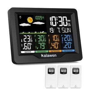 Weather Station Wireless Indoor Outdoor Thermometer Digital with Atomic Clock, Barometric Pressure, Forecast Station with USB Port Thermometer Wireless Humidity Barometer Monitor