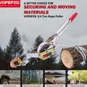 Rope Puller 3/4 Ton Capacity with 100' of 0.6" Dia. Rope, Come Along Winch, Come Along Puller for Tree Felling, Moving Boats and Trailers, Securing Materials
