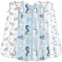 Yoofoss Baby Sleep Sack 12-18 Months 0.5 Tog Wearable Blanket for Baby, 3 Pack 100% Organic Cotton Infant Toddler Sleeping Sack 2-Way Zipper Lightweight Sleep Sack (Blue Seabed)