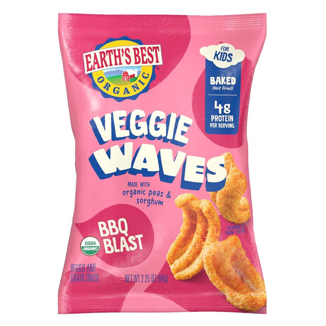 Earth's Best Veggie Waves BBQ Multipack, 2.25 Oz (Pack of 5) (EXP 05/18/27)