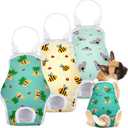 Jollywoods 3 Pack Washable Female Dog Diaper Onesie Sanitary Pantie with Adjustable Suspender, Reusable Fixed Doggie Diapers, Super Absorbent Leakproof for Small Medium Large Dog in Heat Cycle L