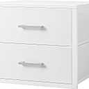 BOLUO Stackable Storage Drawers Closet Organizers and Storage Fabric White 2 Drawer Dresser for Bedroom Modern