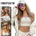 SIPHEW Polarized Sunglasses for Women,Oversized Square UV400 Shades Pink Frame Mirrored Lens