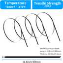 XINGO 11.8 Inch Metal Zip Ties (200 Pack), 304 Stainless Steel Heavy Duty Zip Ties, 300lbs Tensile Strength, Multi-Purpose Self-locking Cable Ties for Exhaust Wrap, Outdoor and Canopy Etc