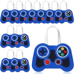 Silkfly 12 Pcs Video Game Party Favor Bags Non Woven Reusable Gaming Goodie Treat Gift Bags with Handles Gaming Party Supplies(Blue)