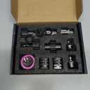 Adjustable Universal EFI Fuel Pressure Regulator Kit with 0-160psi Fuel Pressure Gauge and AN6-6AN Fuel Line Hose Fitting Connectors Kit (PURPLE)