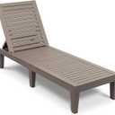 VINGLI Outdoor Chaise Lounge Chair for Outside Pool Patio, Adjustable Waterproof Easy Assembly Chaise Lounge Outdoor (Light Taupe, 1 PCS)