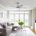 YUHAO 48 Inch Brushed Nickel Ceiling Fan with Light and Remote Control.Noiseless,Dimmable, 3CCT,6 Speeds Reversible, Modern DC Ceiling Fans for Indoor or Covered Outdoor Use,ETL Listed