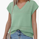 Womens V Neck Sweater Vest Cap Sleeve Casual Lightweight Knit Pullover Tops Size XL