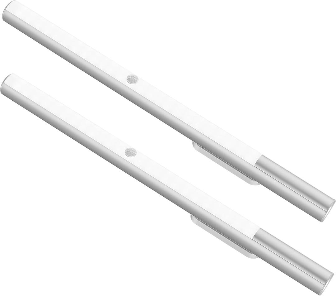 BLS 48 LED Closet Lights, Motion Sensor Light Indoor, 4500mah Build-in Large Rechargeable Battery, Wireless Under Cabinet Lighting for Kitchen/Pantry/Wardrobe/Wall/Stair, 6000K Clean White (2 Pack), 15.08 x 0.98 x 0.98 inches