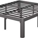King Bed Frames, 18 Inch High Bedframe No Box Spring Needed, Heavy Duty Steel Slats Platform Mattress Base, 4500lbs Weight Capacity Reinforced Metal Frame, Noise-Free, Easy Assembly, Black