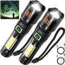 AYL Rechargeable Flashlights 2 Pack, Super Bright High Lumens Flash Light, 6 Modes Zoomable Linternas with LCD Display, High Powered Handheld LED Flashlights for Home, Emergencies, Camping