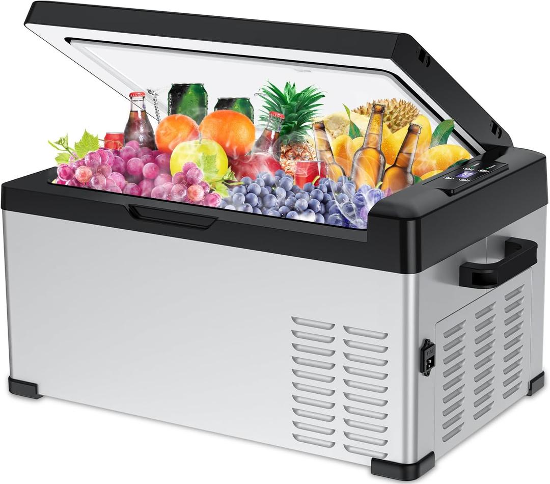 12V Car Refrigerator Portable Fridge Freezer Electric Plug in Cooler with AC DC Cord for Car Truck RV Vehicle Home - 26QT/25L (26 Quart)