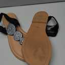 Luoika Women's Wide Width Flat Sandals, Flip Flop Thong Sandals Strappy Rhinestone Comfortable Summer Beach Shoes for Women. (10 X-Wide, Black 813)