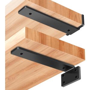 6 Pack Floating Shelf Brackets - 12 Inch, Heavy Duty Rustic Industrial Shelf Support DIY (1/5 Inch Thick)