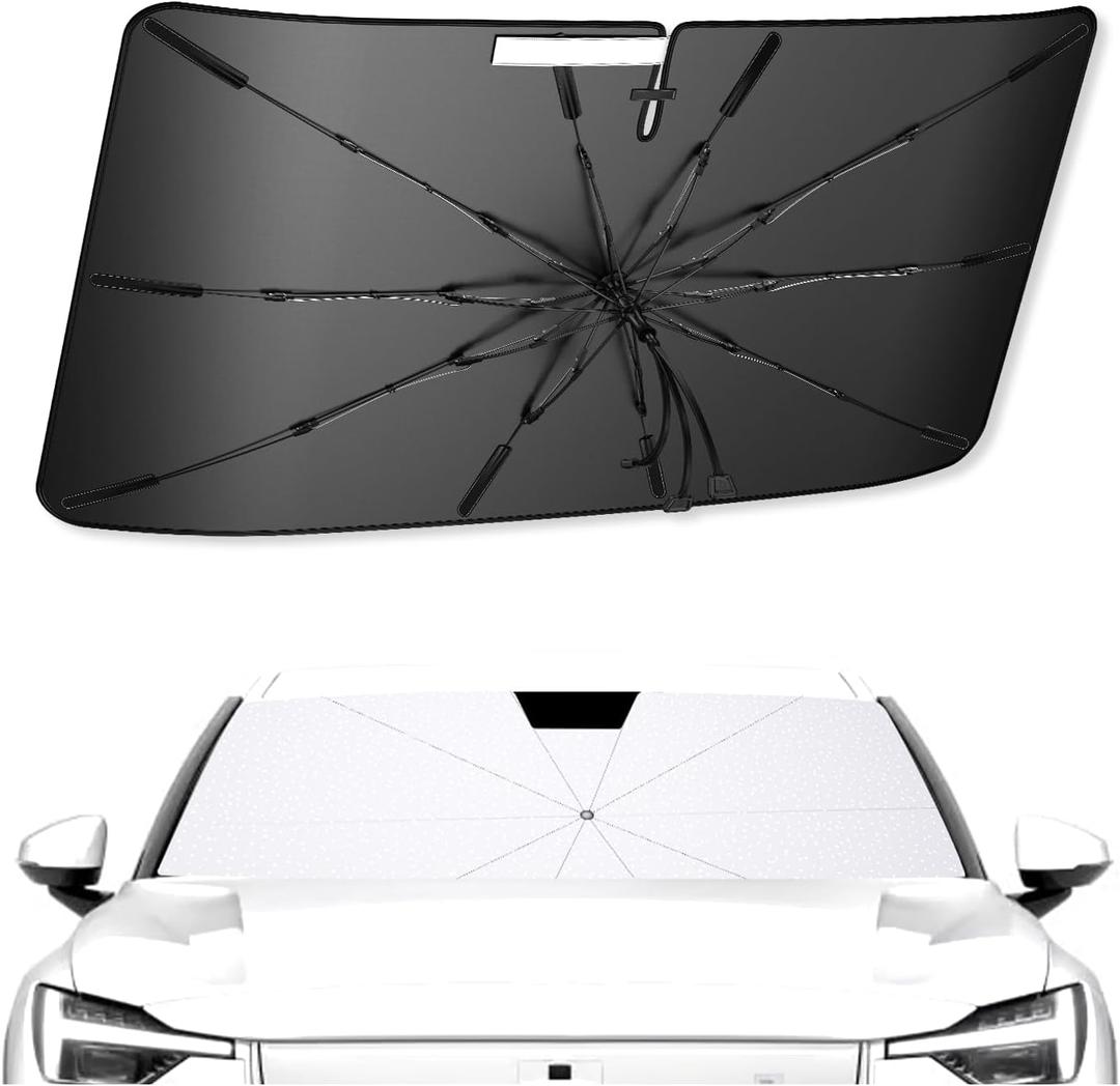 SXCY for 2021-2024 2025 Polestar 2 Windshield Umbrella Sunshade [Easier Foldable] for 2025 Polestar 2 Accessories 2025 Polestar 2 Sunshade Umbrella for 2025 Polestar 2 Windshield Sun Shade Umbrella