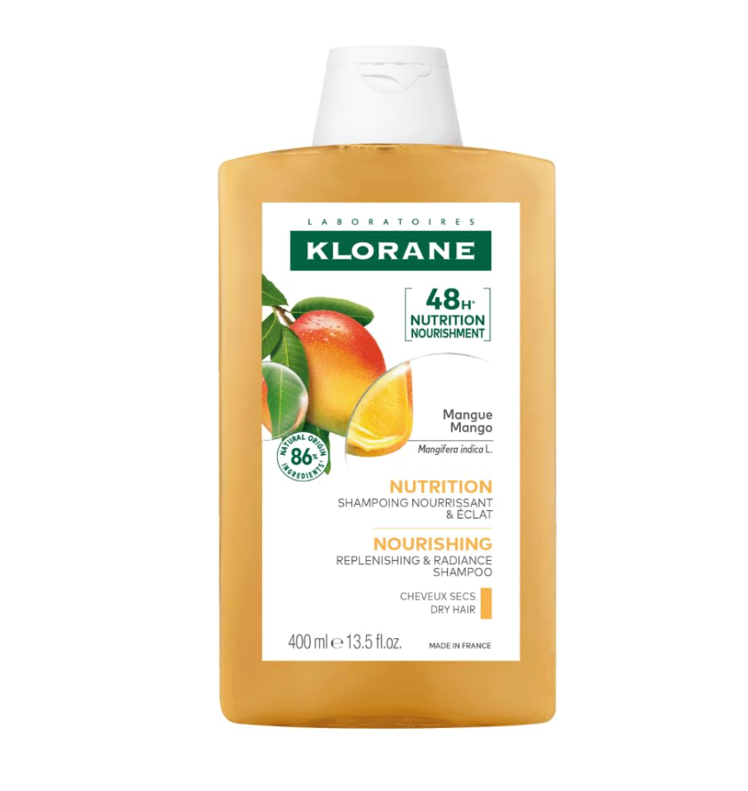 Klorane Nourishing Shampoo with Mango Butter, Moisturize and Hydrate Dry Hair, Paraben, Silicone, SLS Free, 13.5 Fl Oz