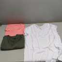 Bliwov 3 Pack Womens Cap Sleeve Tops V Neck T Shirts Spring Summer Casual Plus Size Beach Vacation Fashion Basics Tee Clothes (X-Large, White+Pink+Green)