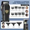 Hair Clippers for Men Professional Cordless Haircut Kit with Beard Trimmer Set, with IPX7 Electric Shavers, LED Display Rechargeable Barber Clippers for Home Use Gifts Black