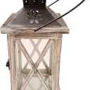 Vintage Wooden Decorative Lantern Candle Holder Rustic Farmhouse Wedding Centerpiece Lantern for Table Mantle Wall Hanging Display Party Home Decor Indoor Outdoor X'Mas (Style 2)