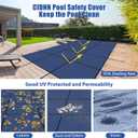 Inground Pool Cover Safety Fits Rectangle Swimming Pool, Mesh Solid Pool Cover for Inground Pools,Winter Pool Safety Cover Includes Safety Net and Installation Tools Blue (Blue, Fits 12x20ft Pools)