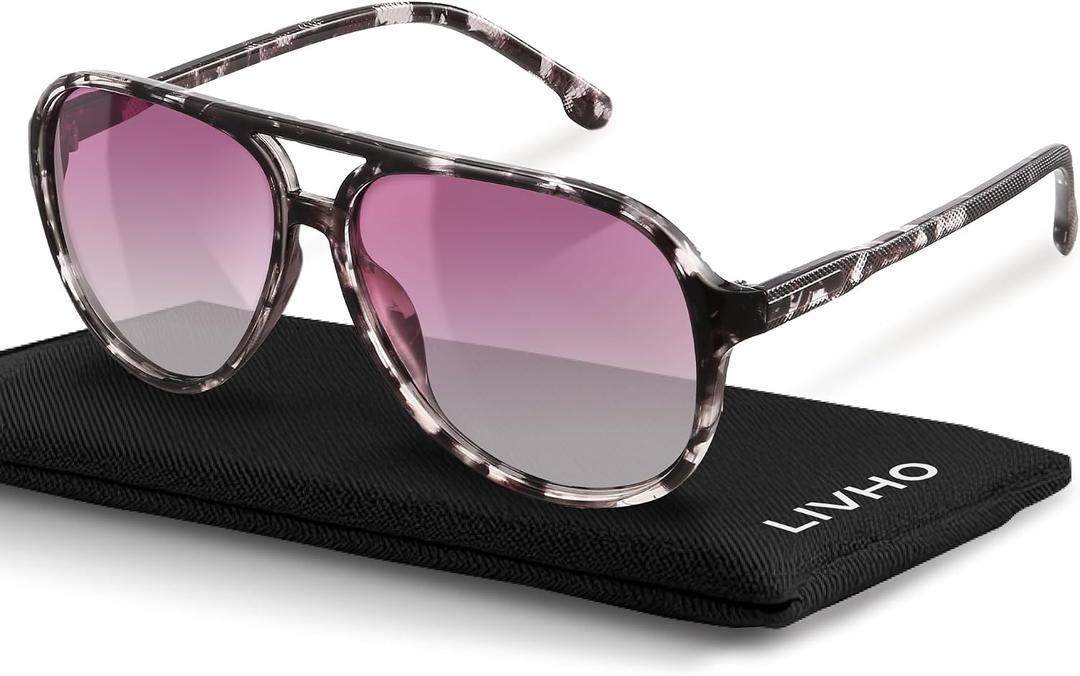 livho Trendy Polarized Aviator Sunglasses Women Men, Retro Sun Glasses for Women Men 2025, Oversized UV Protection Shades